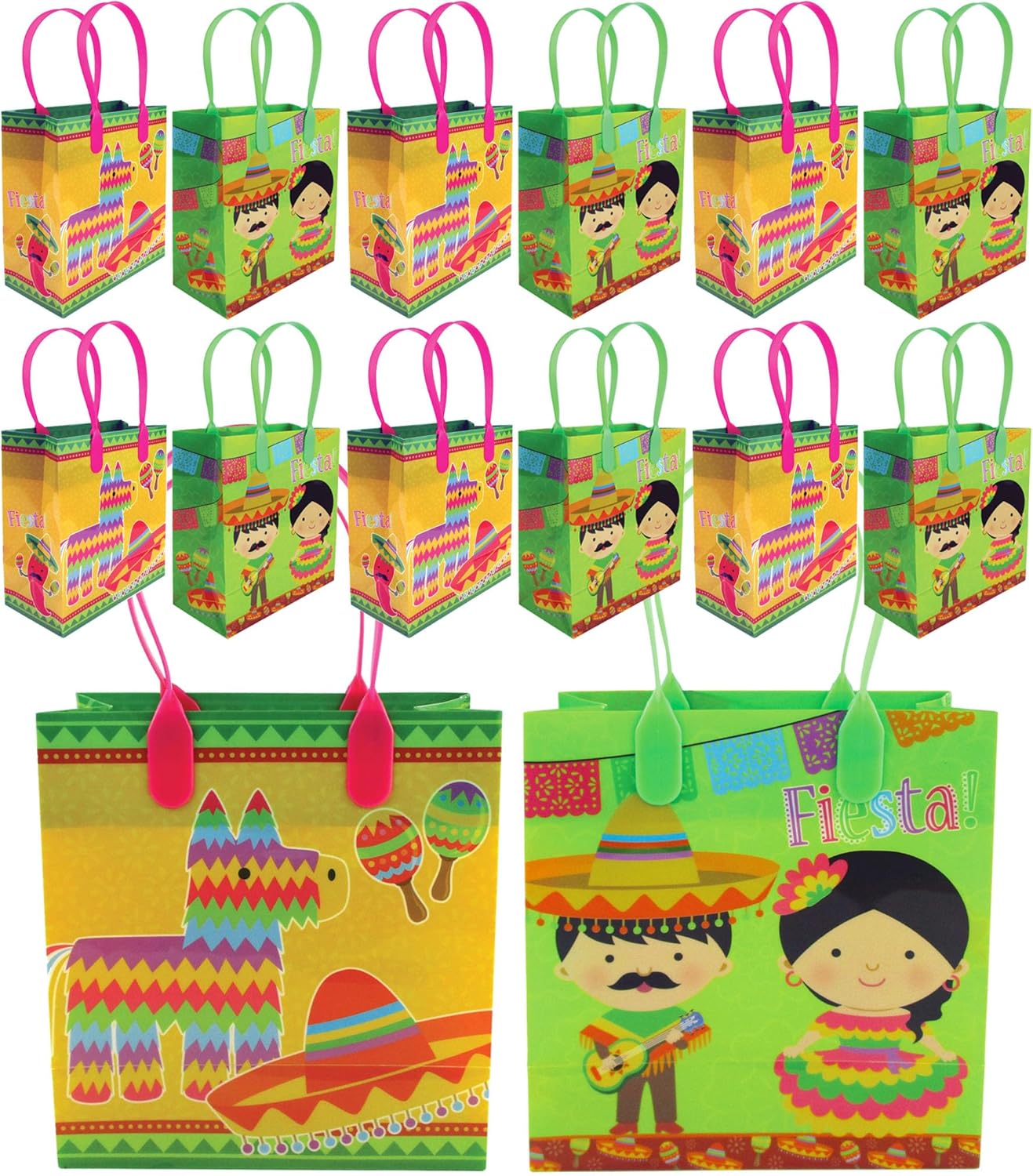 TINYMILLS Mexican Fiesta Taco Themed Party Favor Bags Treat Bags, 12 Pack