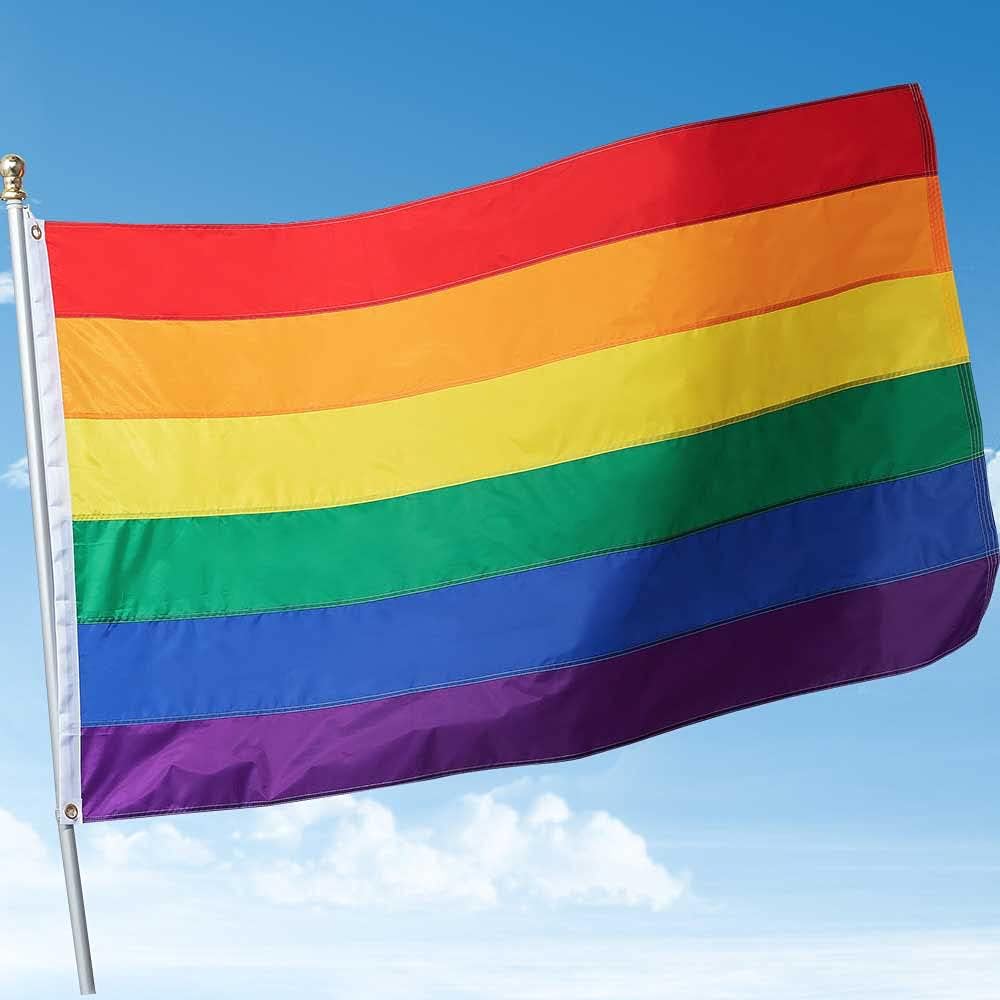 Gay Pride Rainbow Flag 3x5 FT,Heavy-Duty 420D Nylon Outdoor Gay Flag,Sewn Stripes UV Fade Resistant and Tough Brass Grommets&#xFF08;3 by 5 Foot)