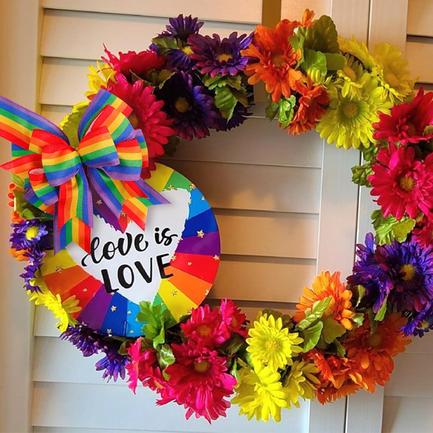 RIBBON Pride Wreath Bow Rainbow Stripe Decorations Lesbian Gay Burlap Ornaments