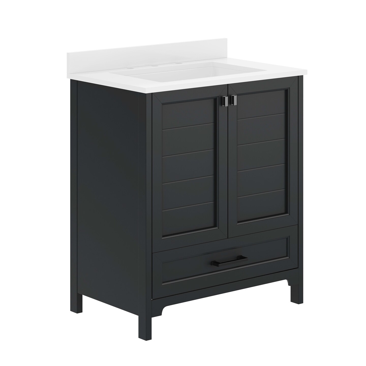 Merrick Lane Argos Single Sink Bathroom Vanity with Undermount Basin, Soft-Close Cabinet, Easy-Glide Drawer, and Carrara Marble Finish Countertop