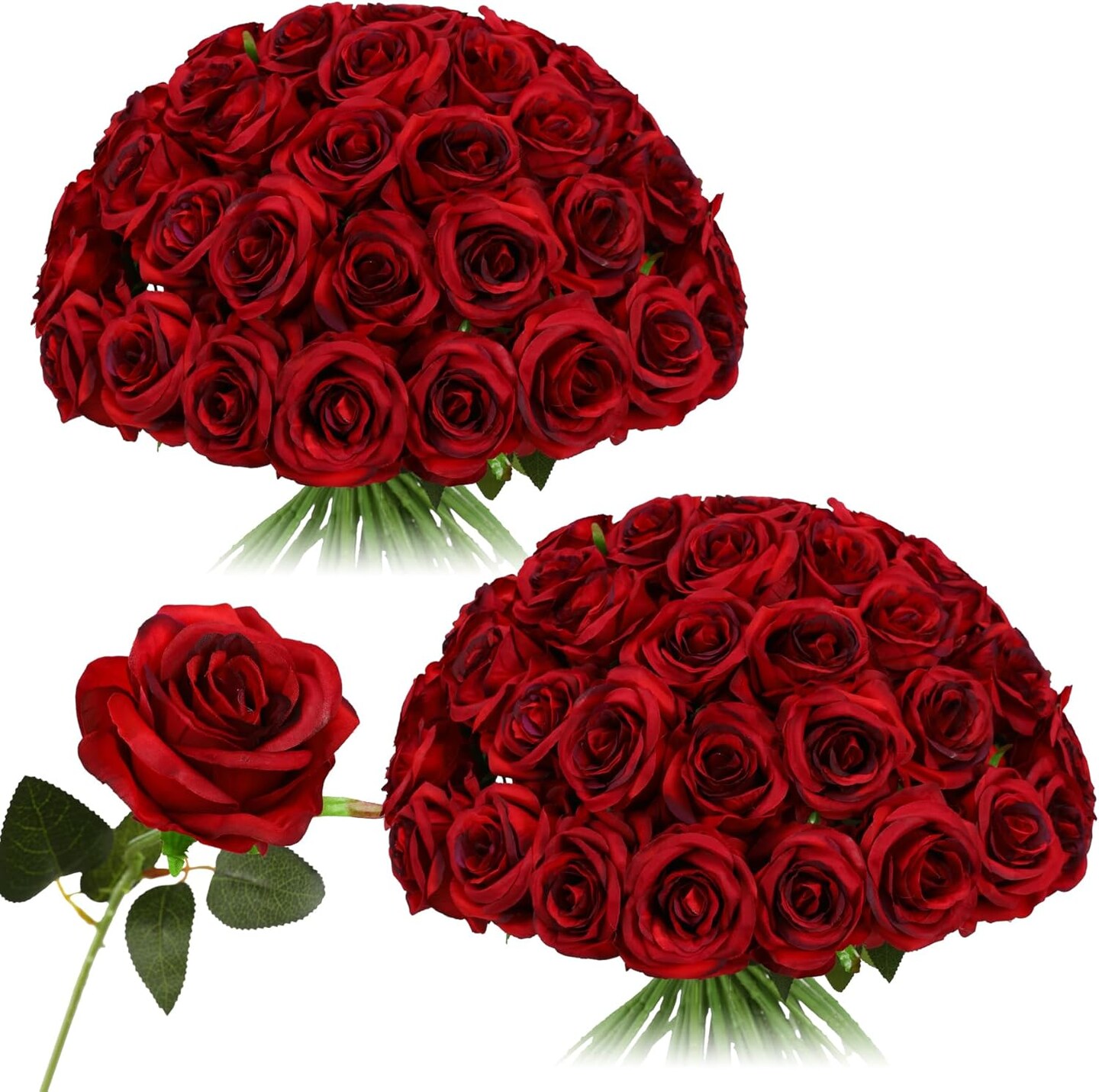 50pcs Artificial Silk Roses Bulk Bouquets