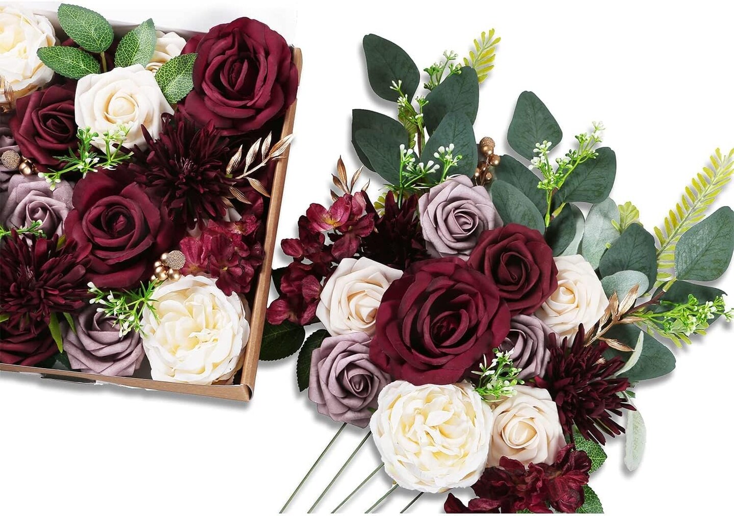 Burgundy Artificial Flowers Wedding Bouquets