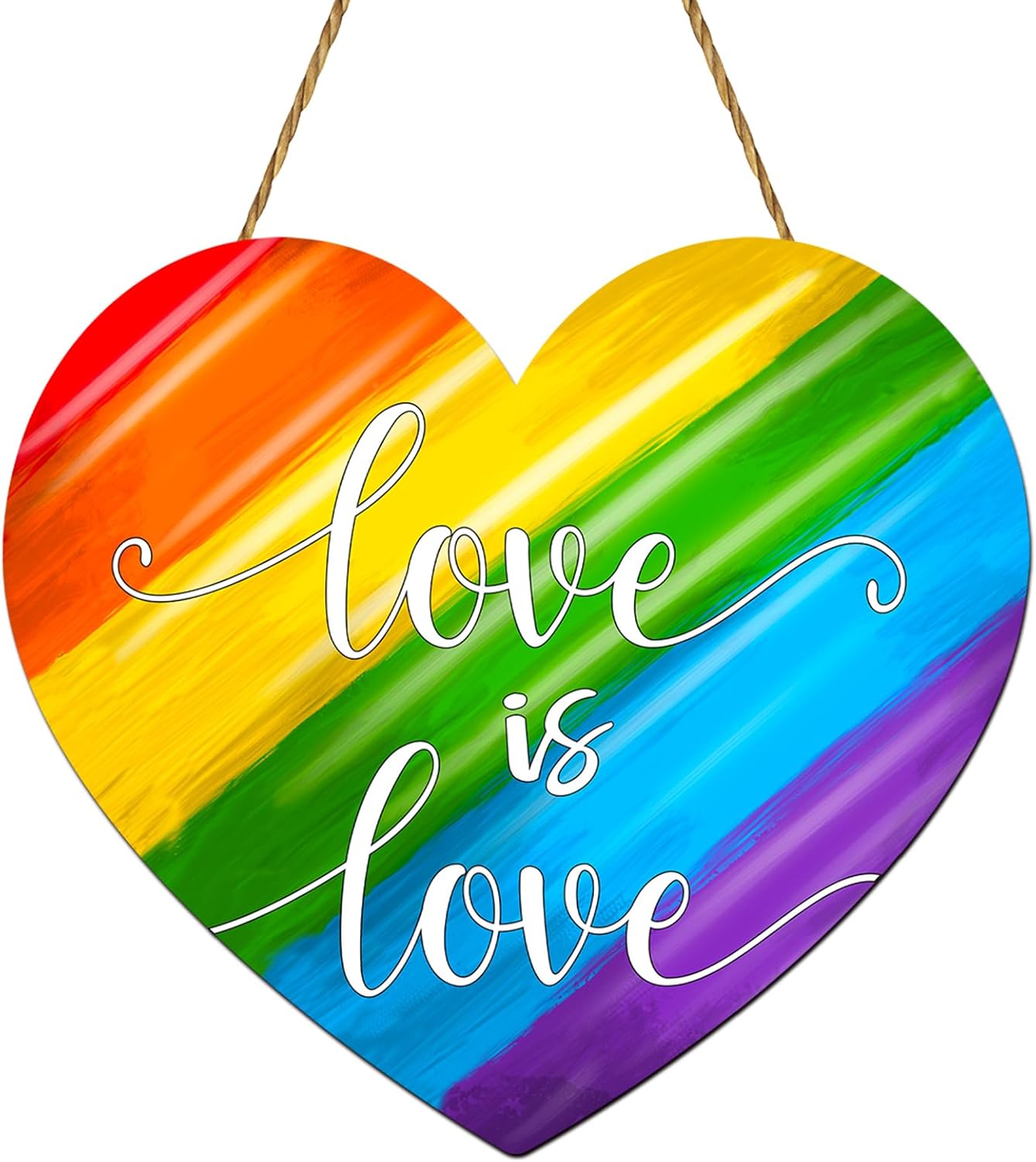 Pride Decorations Pride Wreath for Front Door Love is Love Door Sign Rainbow Decorations Rainbow Wreath LGBTQ Gay Lesbian Wooden Door Decor for Indoor Wall Home Decor