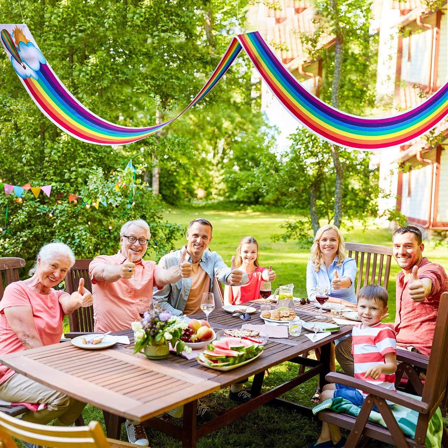 Rainbow Ceiling Decor - 12 ft Rainbow Garland Banner for Birthday Party, Classroom & Daycare