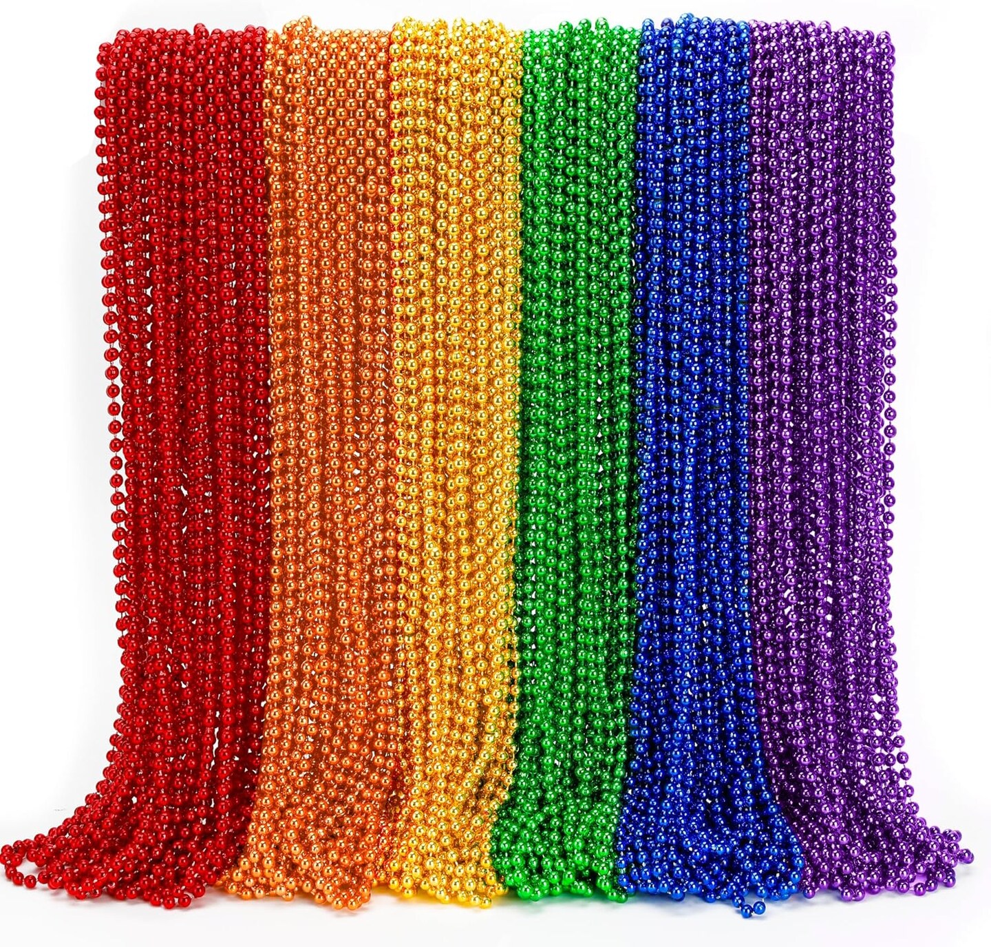 Pride Beads Stuff, Pride Necklace Accessories,100PCS 6 Kinds of LGBTQ Metallic Beads Necklace Bulk, Gay Lesbian Pride Necklace for Women Men, Costumes Decor for Pride Month Parade Throws Party Favors