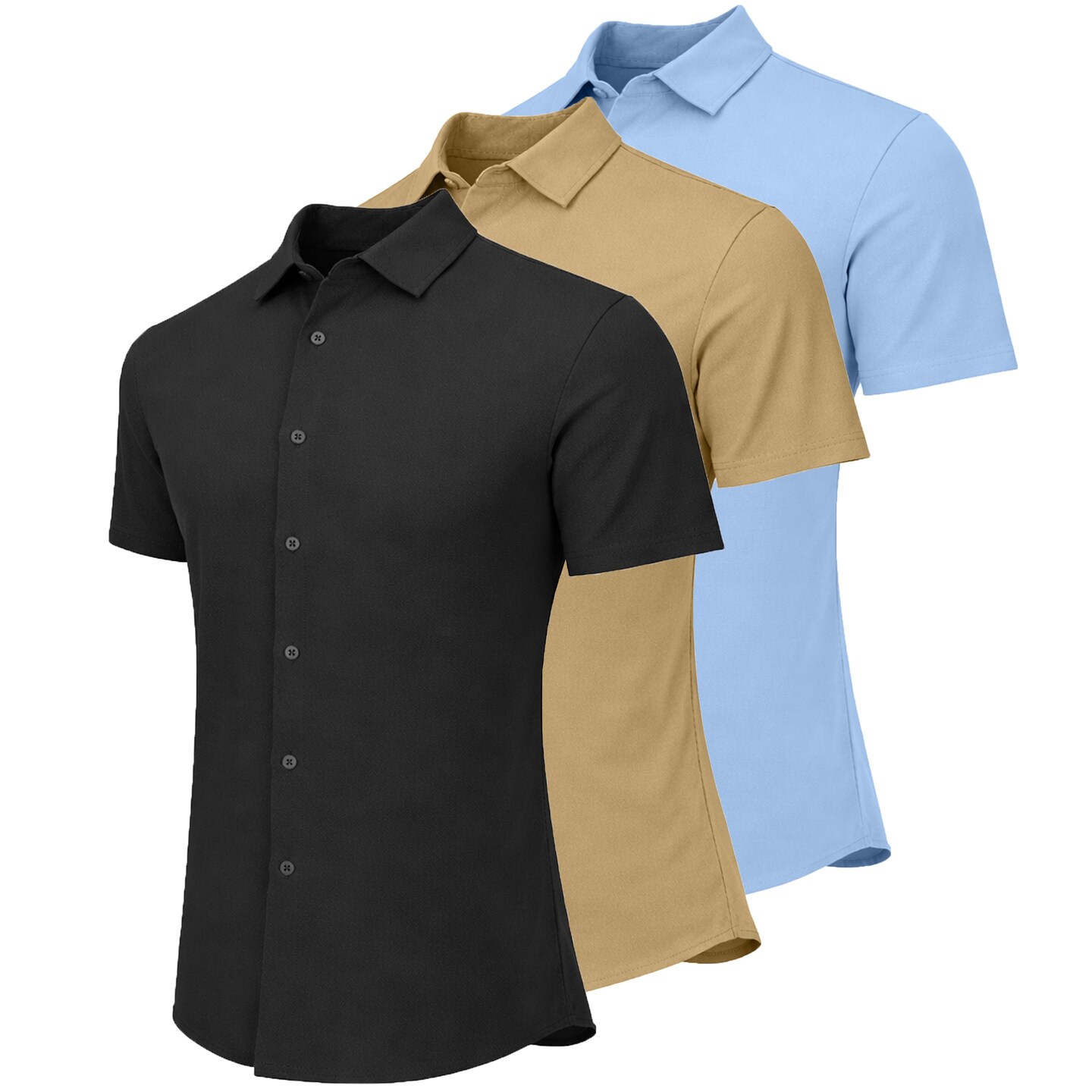 3-Pack Men's Short Sleeve Knit Button Down Shirt (Sizes, S to 3XL)