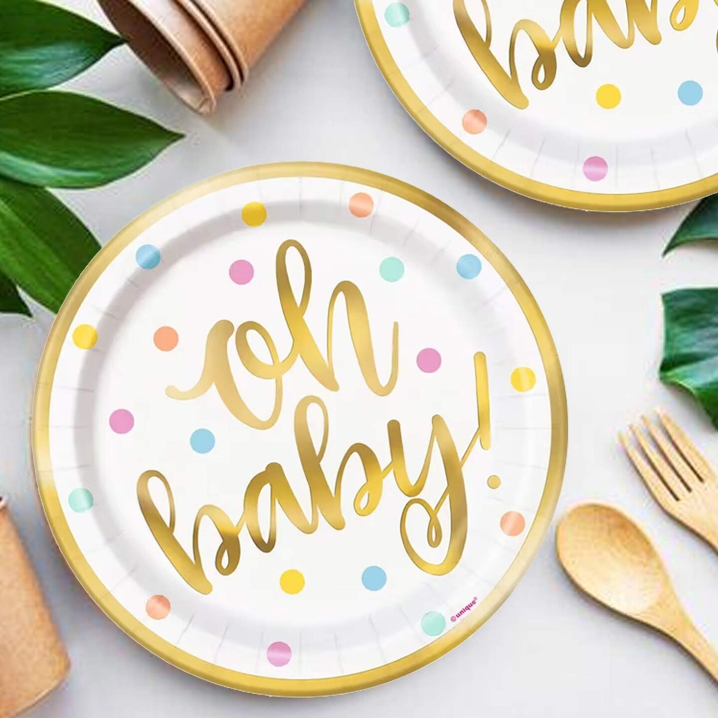 8 Ct. Oh Baby Paper Dessert Plates 7" Colorful Disposable Party Plates