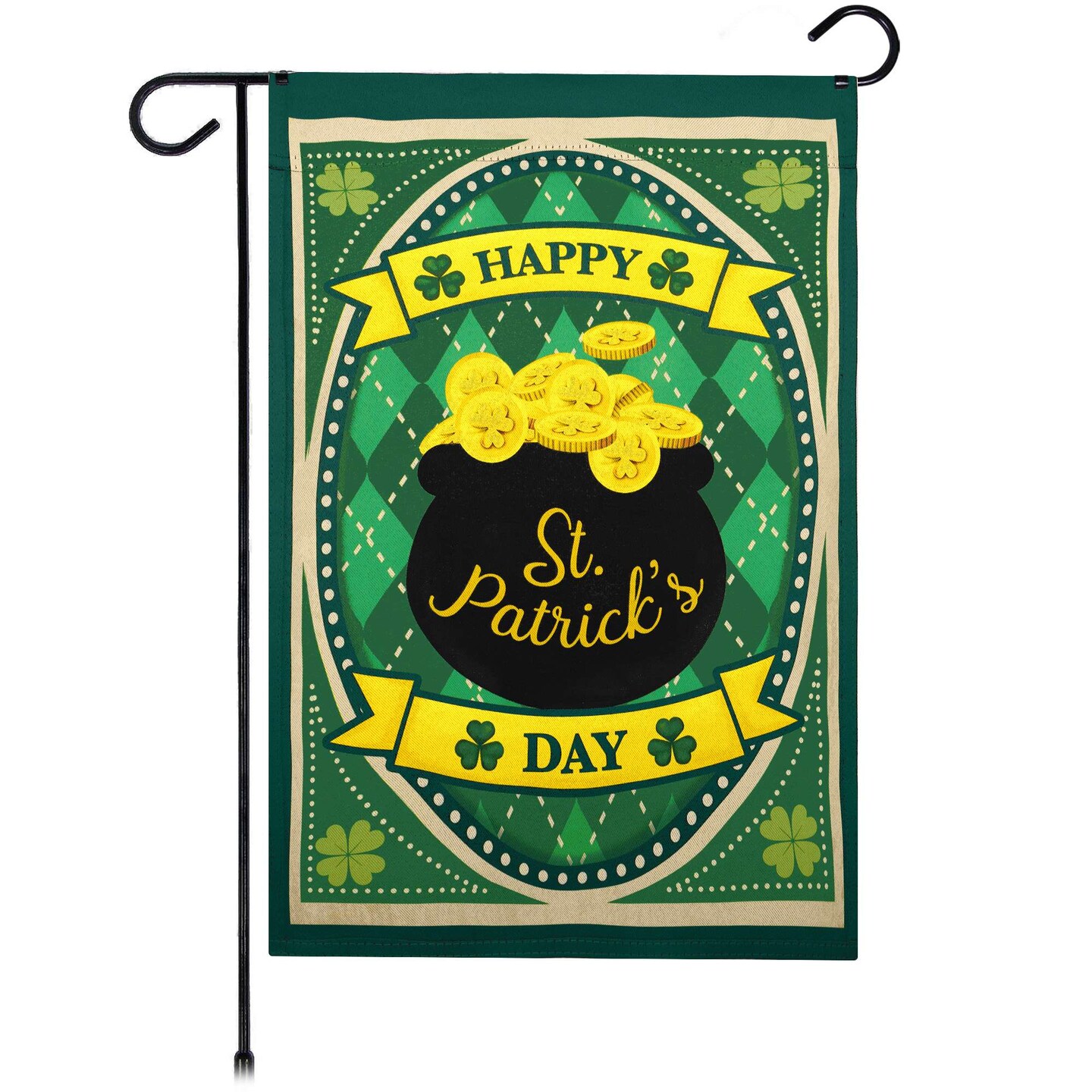 G128 Happy St. Patrick's Day Pot Gold Garden Flag 12x18 In Double Sided St. Patrick's Day Yard Garden Lawn Decoration