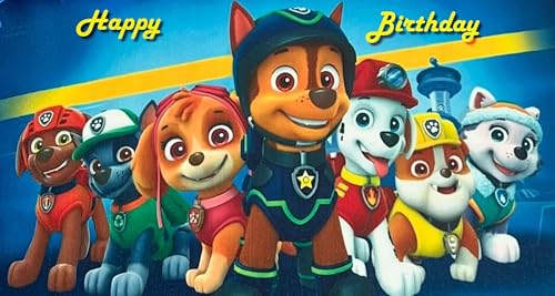 Paws Birthday Edible cake topper for 1/4 sheet cake or larger