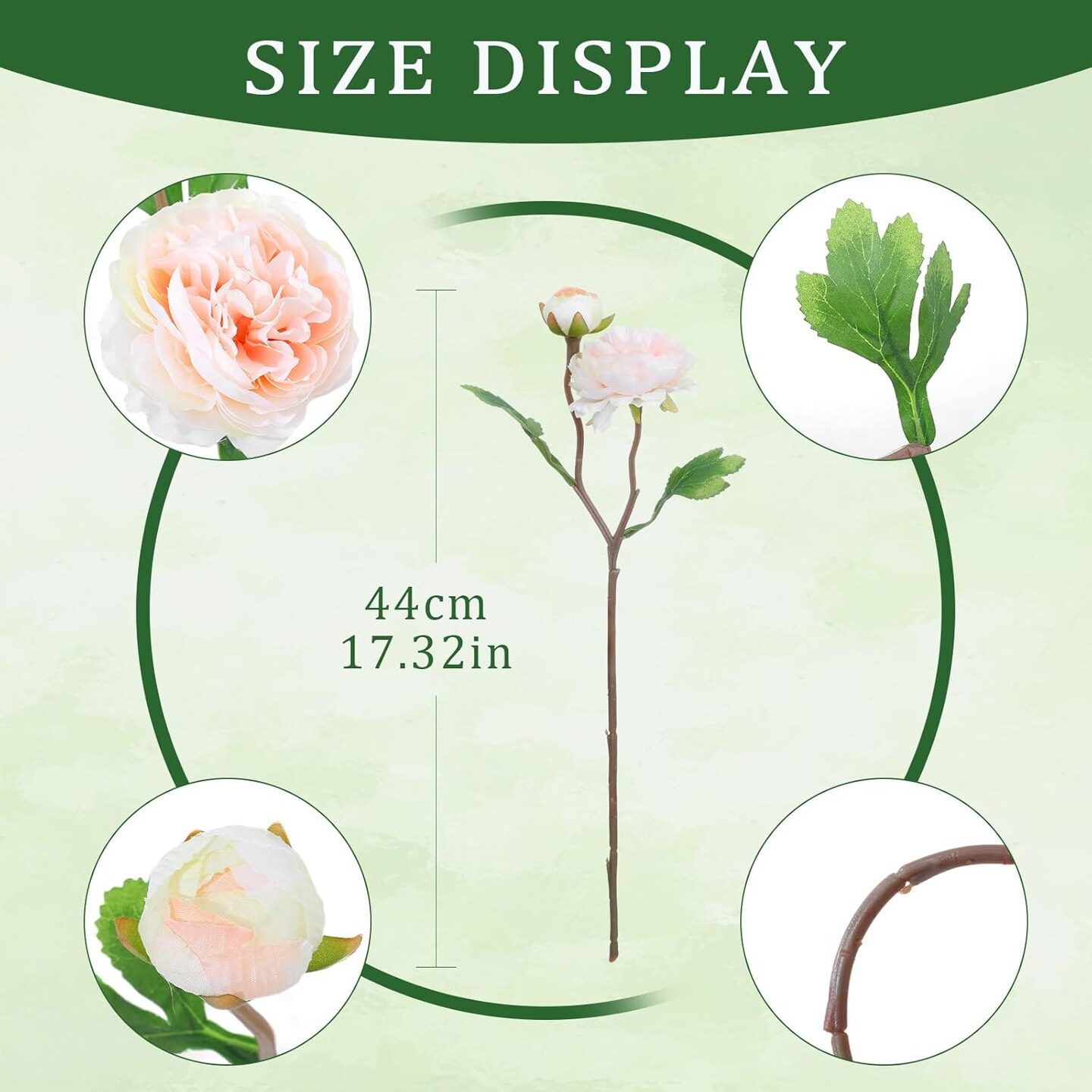 10-Piece Champagne Artificial Peonies – 20-Head Silk Ranunculus Flowers with Bendable Stems for DIY Bouquets, Wedding Centerpieces, Home Decor & Party Arrangements
