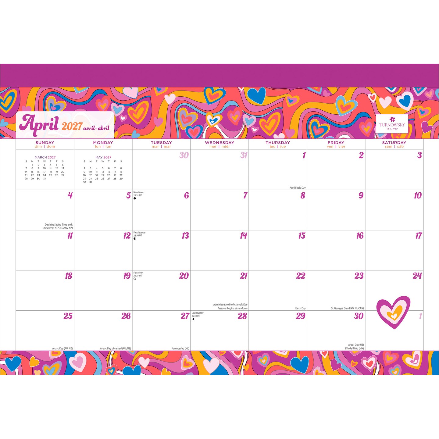 House of Turnowsky OFFICIAL | 2027 14 x 10 Inch 18 Months Monthly Desk Pad Calendar | July 2026 - December 2027 | Sticker Sheet | Plato | Stationery Elegant Exclusive