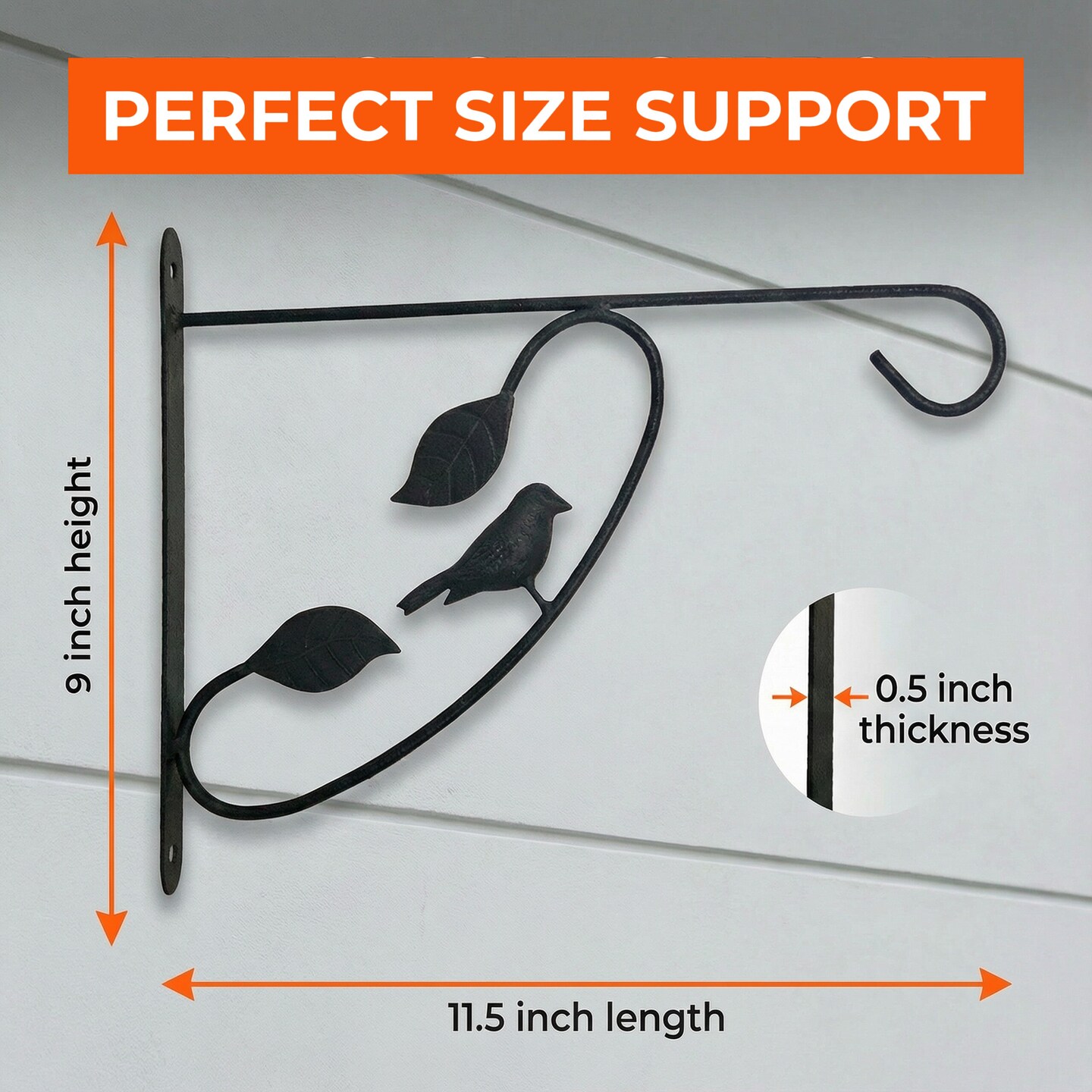Scroll-Design Metal Wall Bracket for Hanging Accessories and Flowerpots for Indoor & Outdoor Use