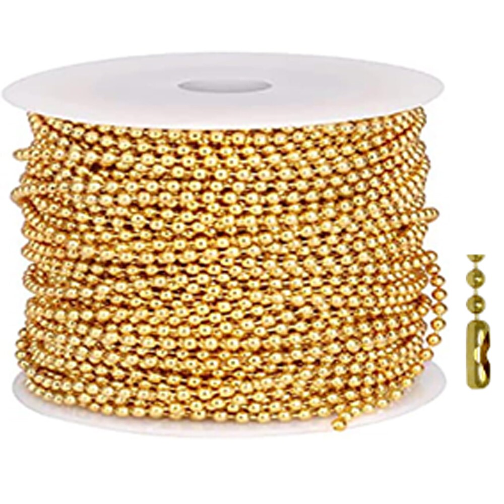 1/8" 3.2mm Ball Chain Solid Brass 50' Spool with 50pk. of Connectors