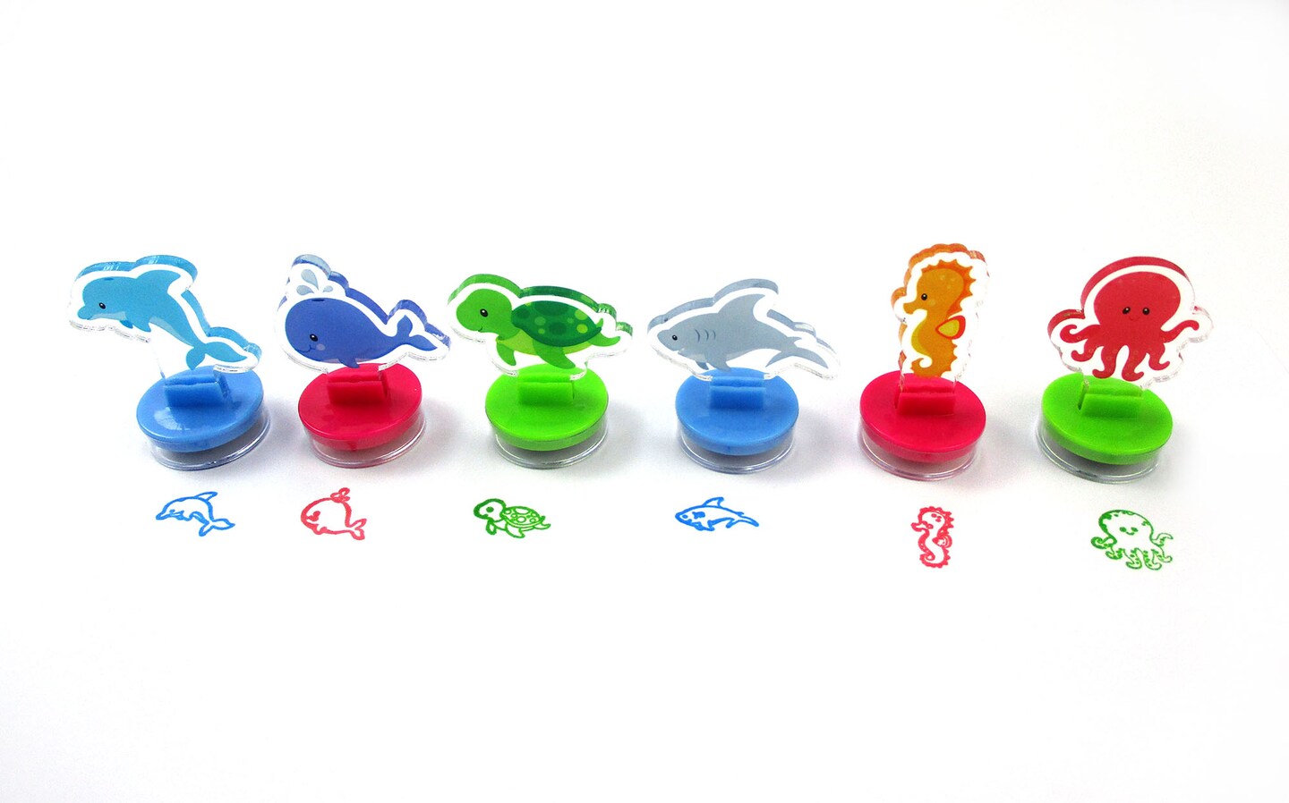 Sea Life Acrylic Self-Inking Stamper in Display Box, 6 Pcs