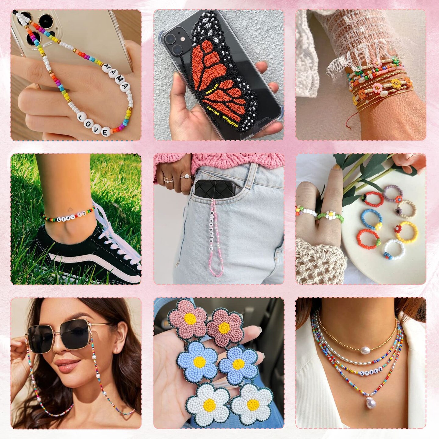 UOONY 16800pcs 48 Color Glass Seed Beads for Jewelry Making, 3mm Small Beads for DIY Projects