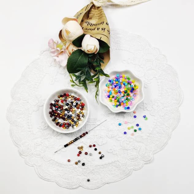 8600 pcs 4mm 6/0 48 Colors Glass Seed Beads, Charms Bracelet Jewelry Making Beads Kit Gifts Small Craft Glass Beads with Beading Elastic String for Bracelets Earrings Necklaces Making&#xFF08;48 Colors&#xFF09;