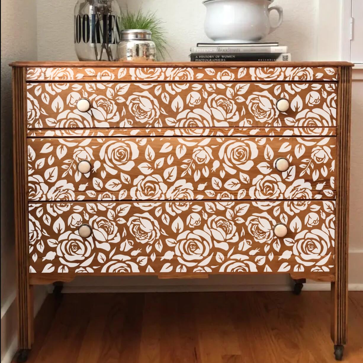 Stencils for Crafts Reusable Texture Stencils for Painting Floral/Leopard/Brick Stencil Mixed Medium Drawing Templates for Wood Furniture Wall Fabric Canvas Paper DIY Decor&#xFF08;16p/6+12in&#xFF09;