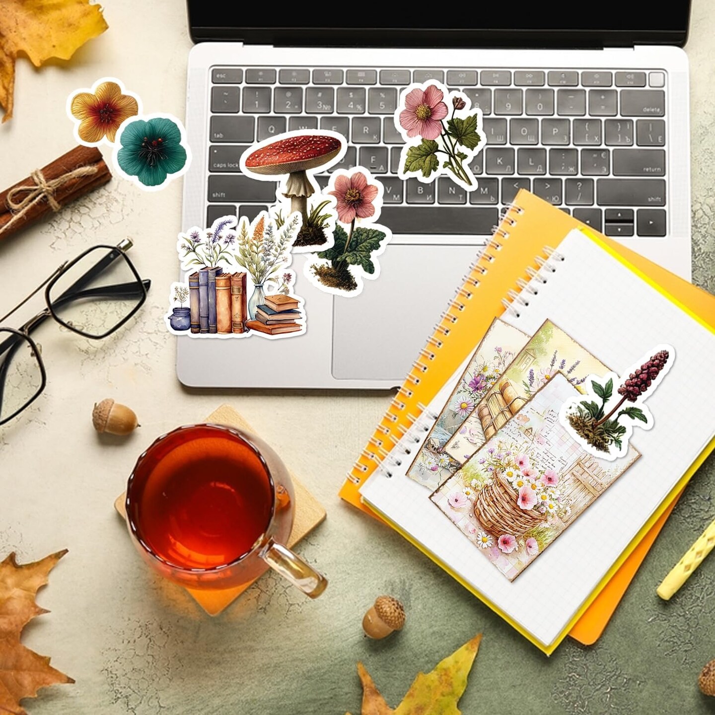 200PCS Cottagecore Stickers Junk Journal Supplies (200pcs Cottagecore Stickers) 1 x 1 x 0.1 inches