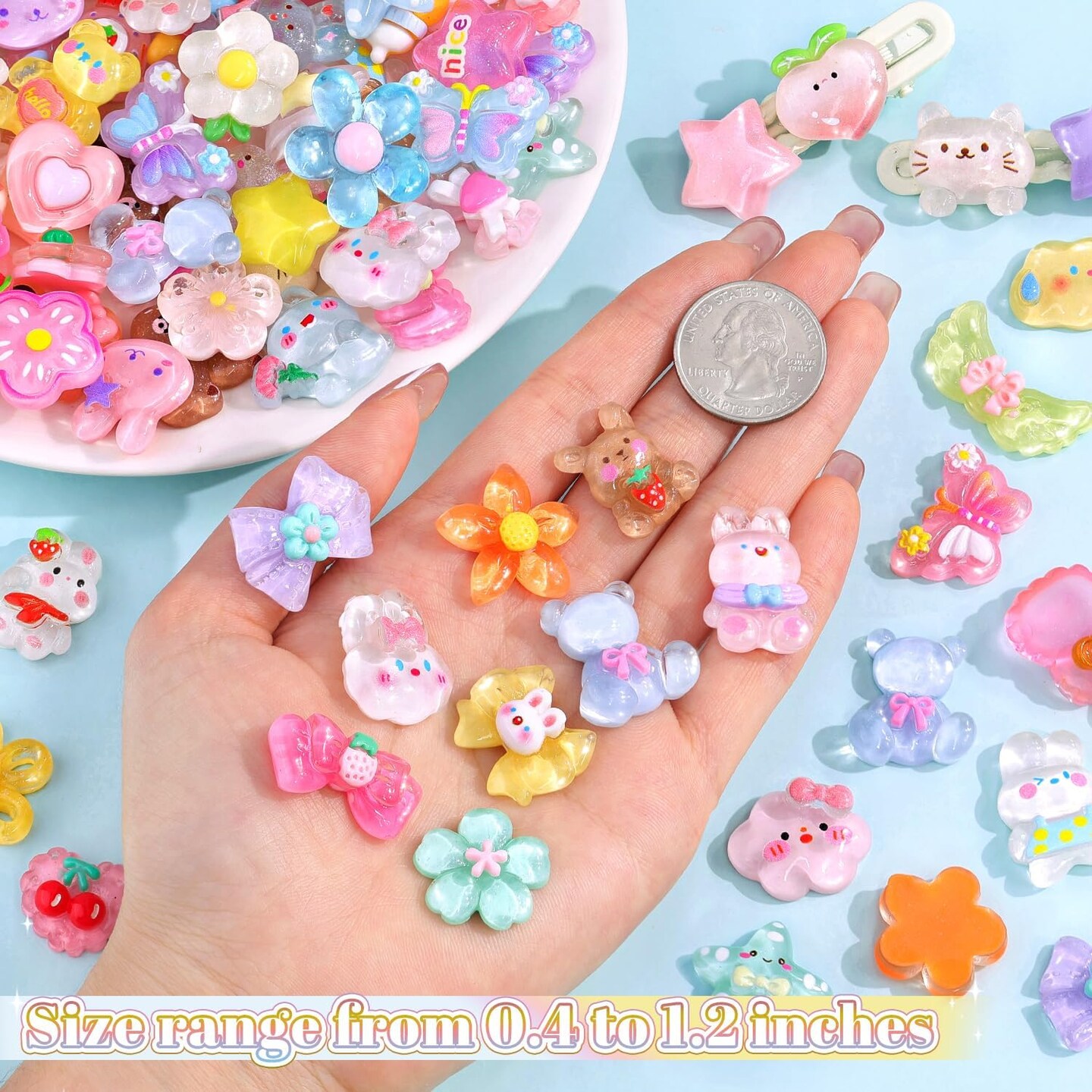 60Pcs Mixed Colors Slime Charms Assorted