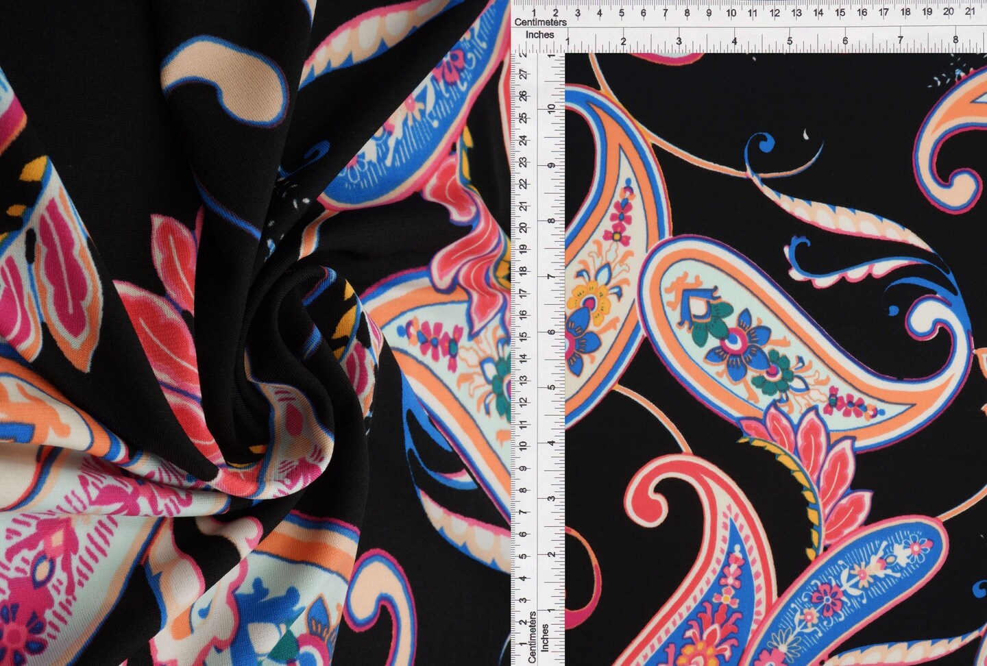 1 Yard Korean ITY Paisley Print Knit Fabric, 58/60″ Wide Polyester Spandex Blend