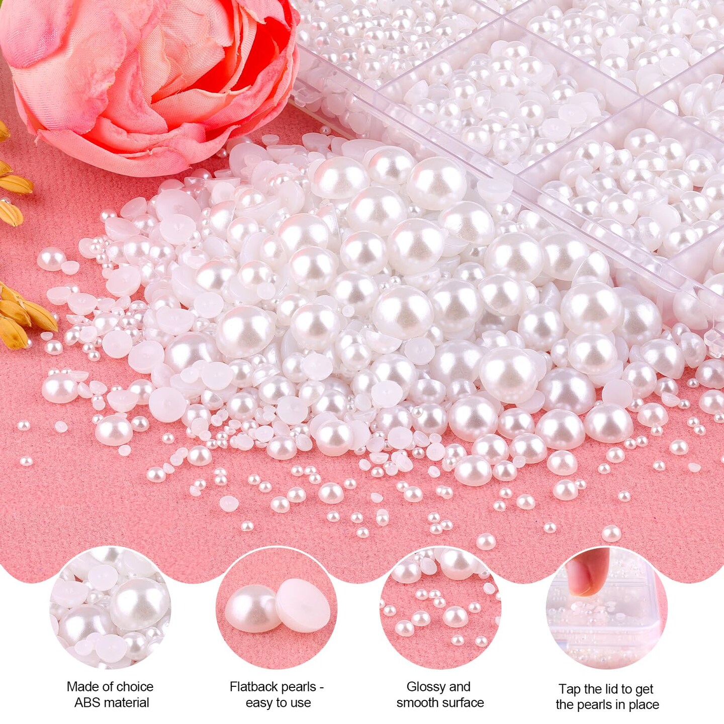 13000Pcs Flatback Pearls for Crafting (White)