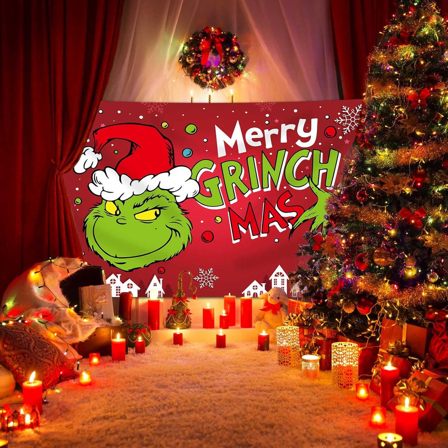 Merry Christmas Banner Backdrop Decoration- 5x3FT (Christmas)