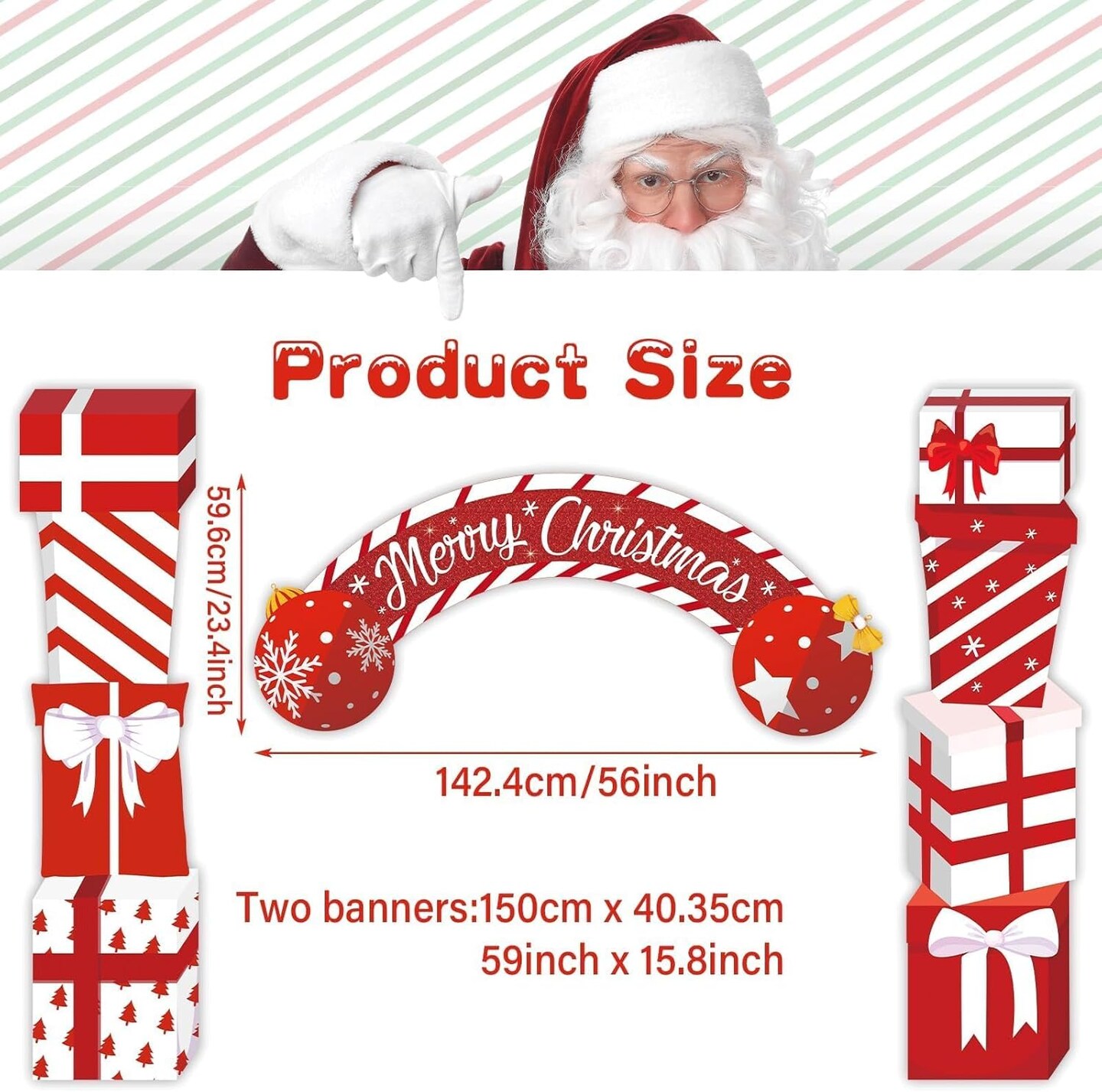 3 Pcs Merry Christmas Door Banner Decoration - 11.02&#x22;L x 10.63&#x22;W