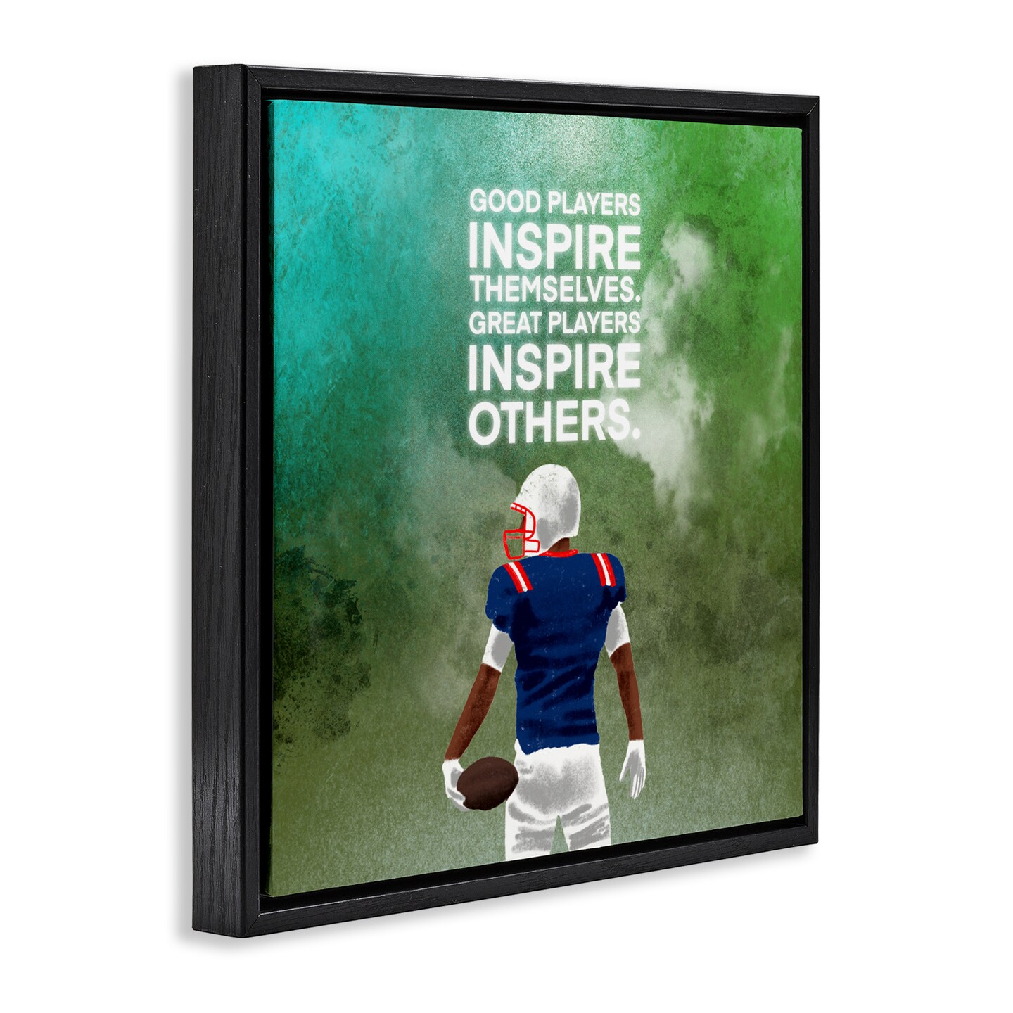 Stupell Industries Great Players Inspiring Athlete Quote Black Framed Floater Canvas Wall Art, design by Marcus Prime