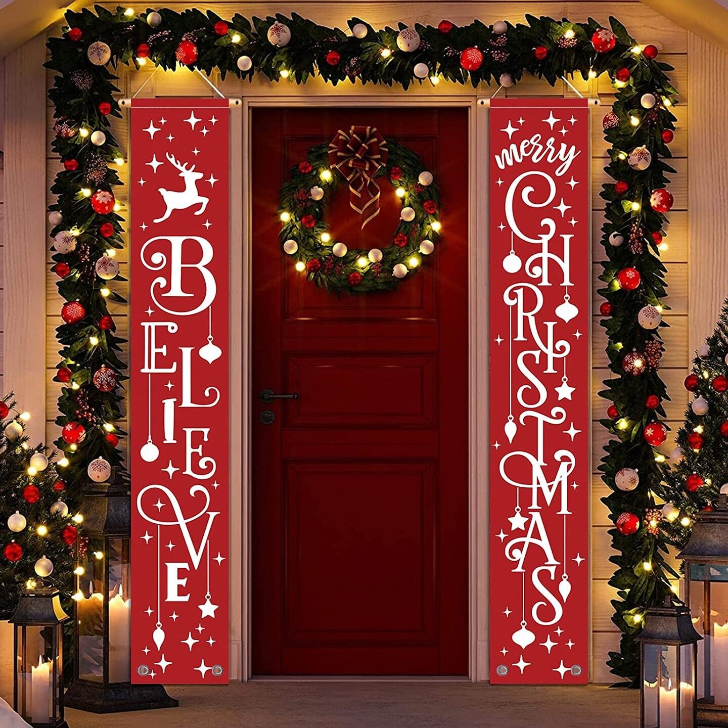 Hanging Believe Merry Christmas Door Banner Decoration - 71"x 12"