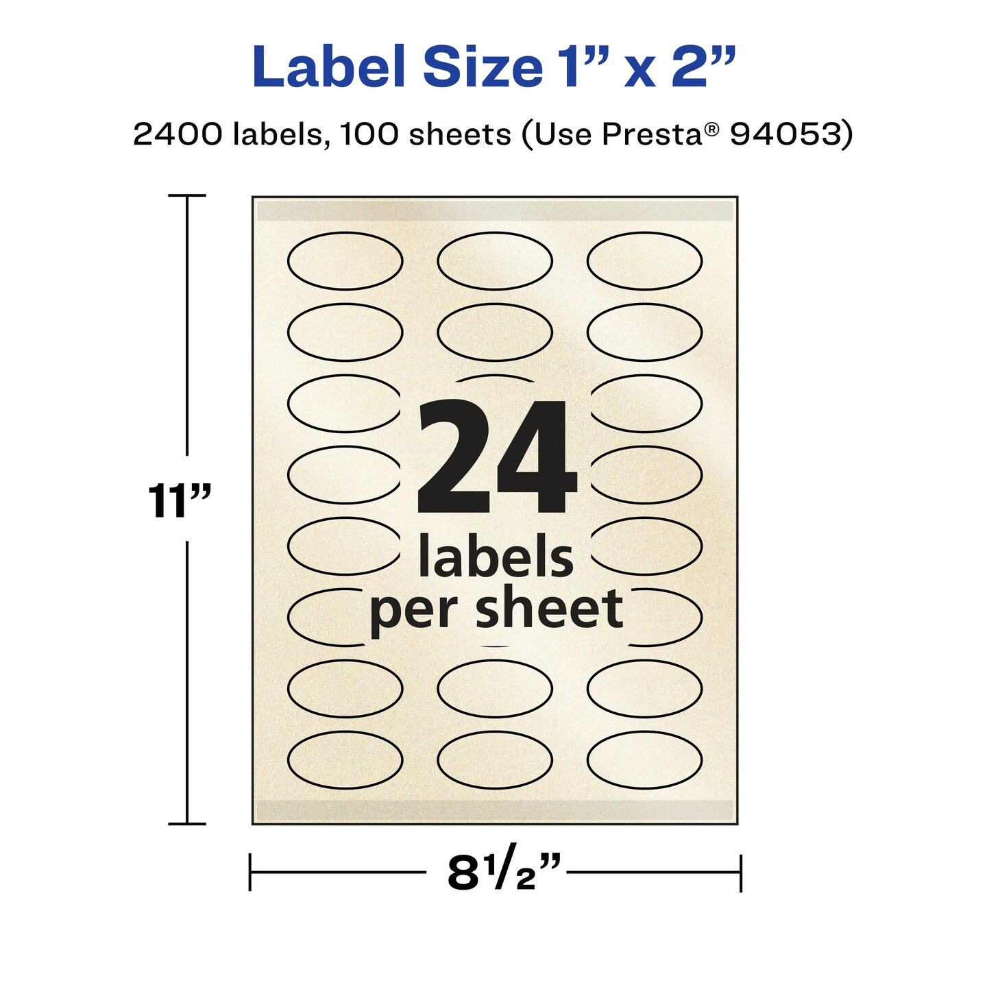 Avery Pearlized Ivory Oval Labels with Sure Feed Technology, Print-to-the-Edge, 1" x 2"