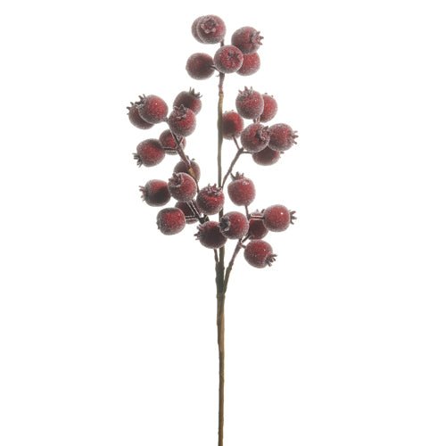 21&#x22; Iced Burgundy Berry Pod Spray