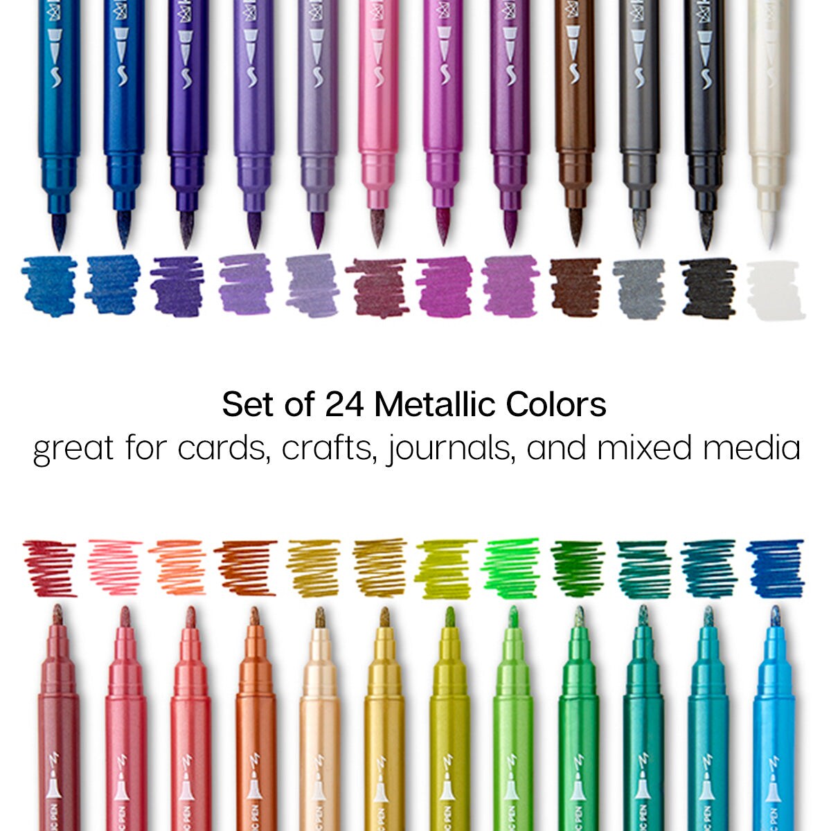 KINGART&#xAE; Twin-Tip&#x2122; Metallic Pens 24 Colors