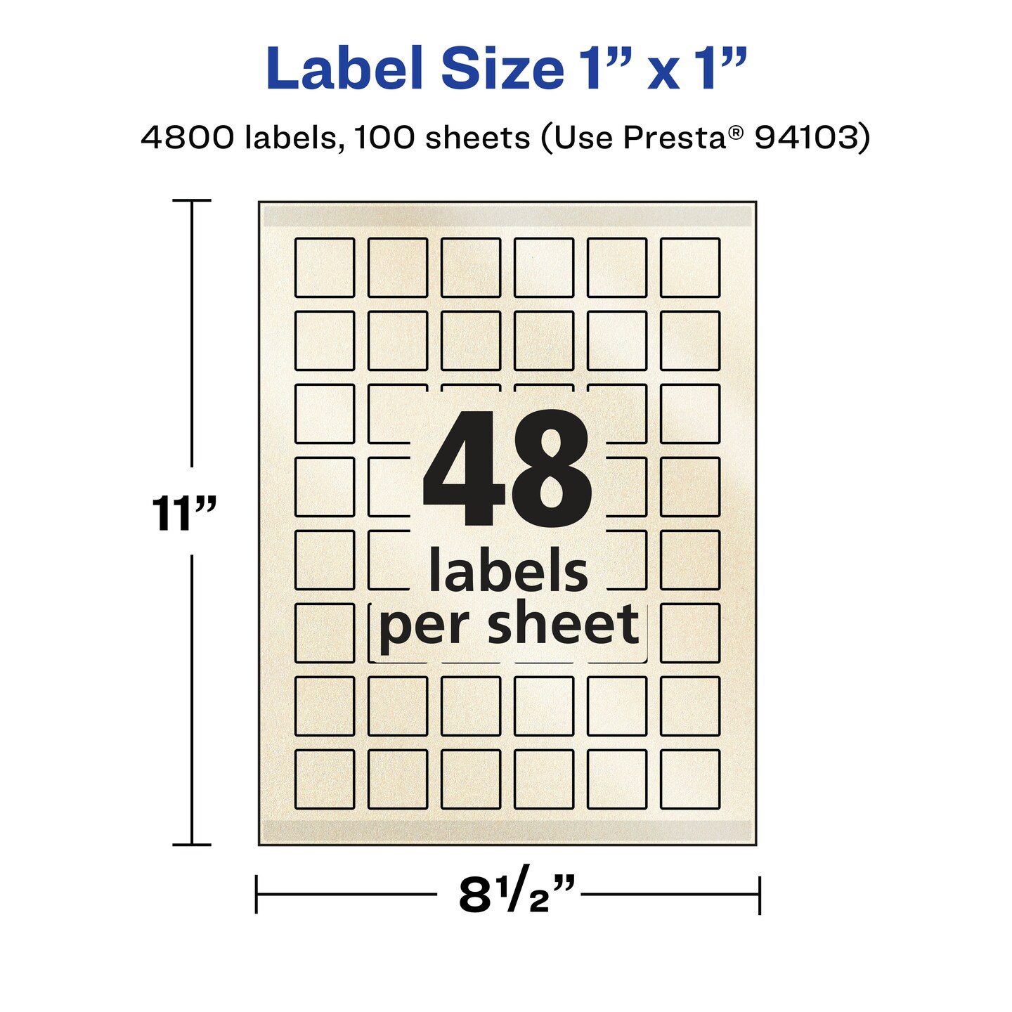 Avery Pearlized Ivory Square Labels with Sure Feed Technology, Print-to-the-Edge, 1" x 1"