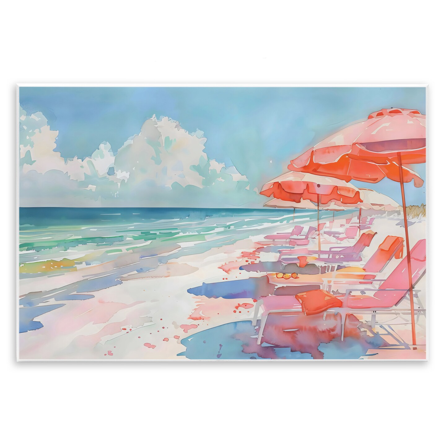 Stupell Industries Peach Beach Relaxing Chairs Wall Plaque Art, design by LSR Design Studio
