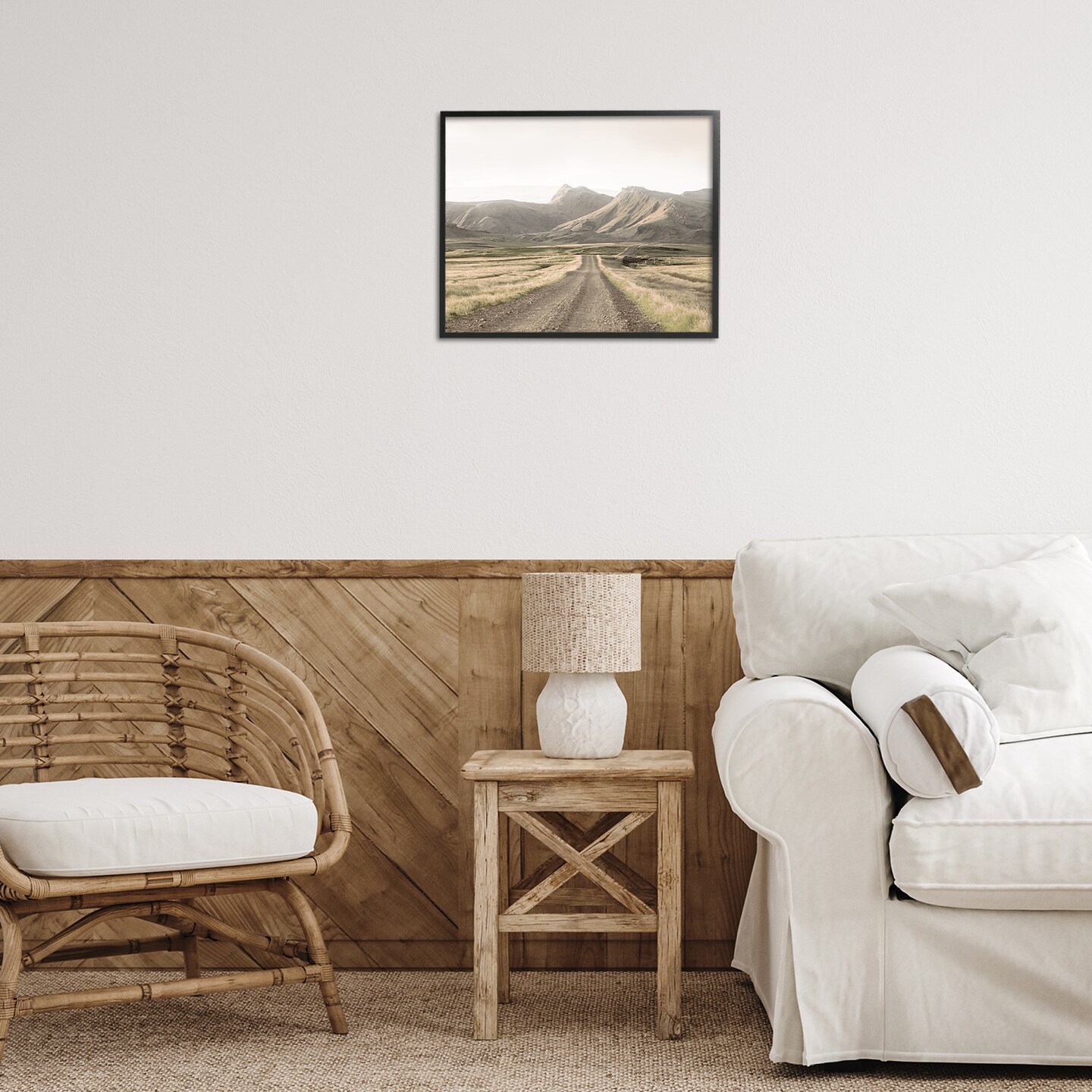 Stupell Industries Misty Mountain Road View Black Framed Giclee Art, design by Leah Straatsma