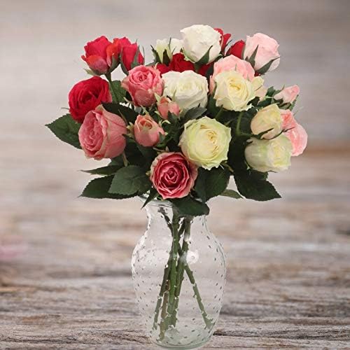 Blushing Beauty: 3-Pack of 16" Pink Rose Sprays with 4 Silk Flowers and 2 Realistic Buds - Perfect for Weddings, Baby Showers, and DIY Floral Arrangements