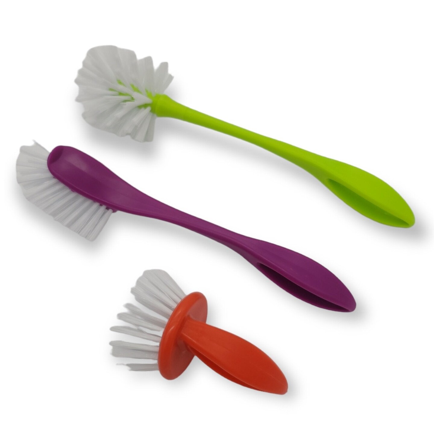 Handy Housewares 3 Piece Durable Dish Cleaning Scrubbing Brush Set - Multiple Brush Sizes