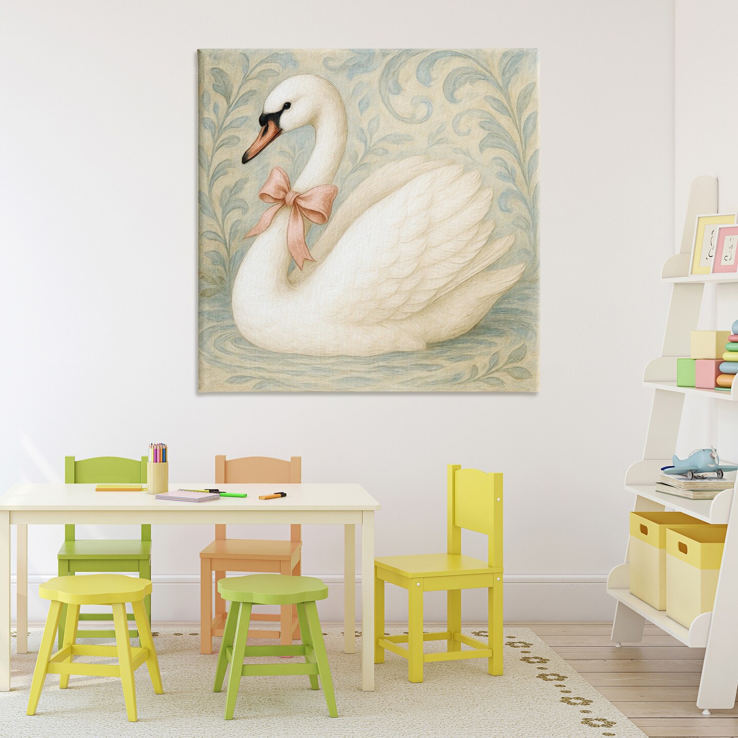 Stupell Industries Vintage Leaves Swan Canvas, design by Grotto Studios