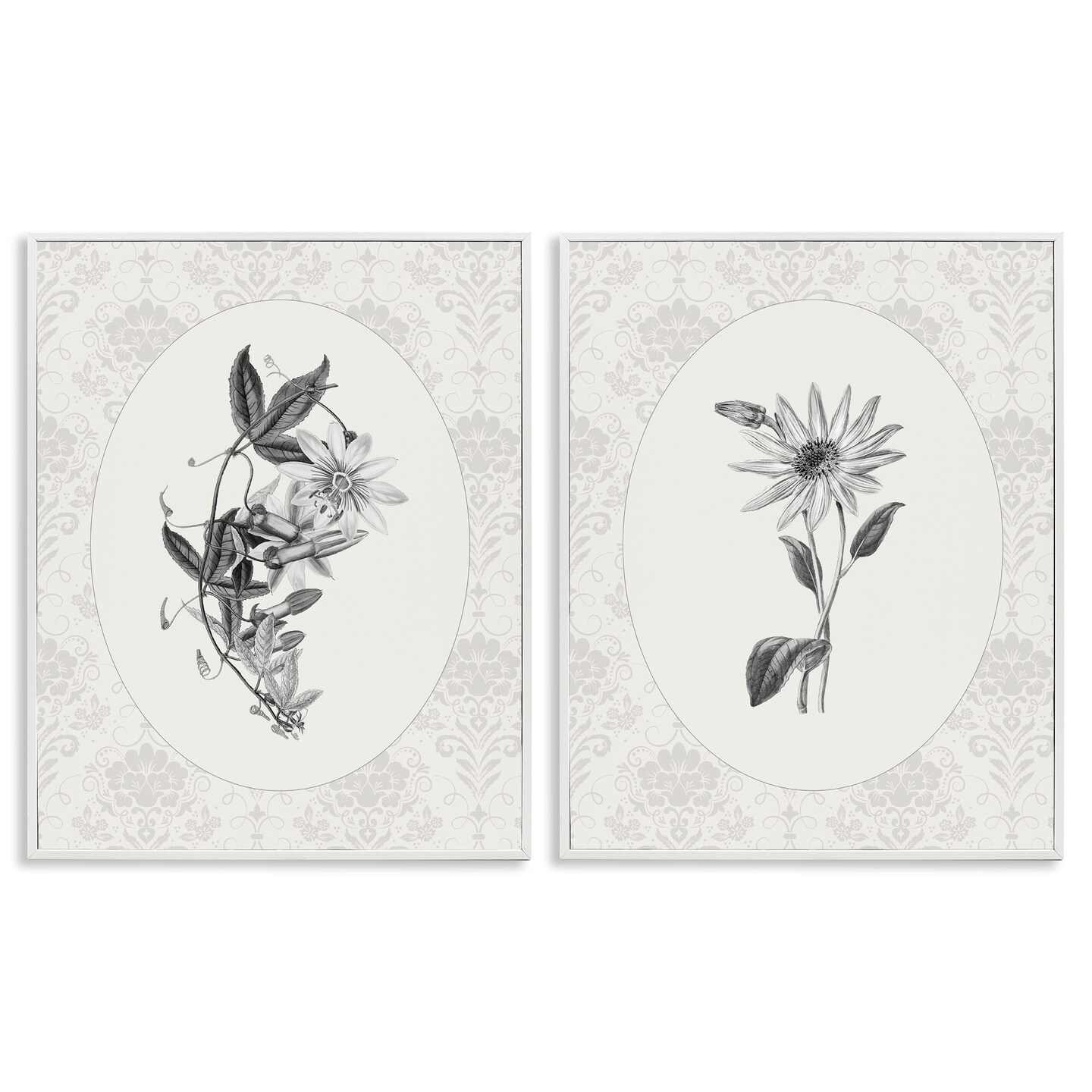 Stupell Industries Vintage Flowers & Lace 2pc Framed Giclee Set, design by CAD Designs