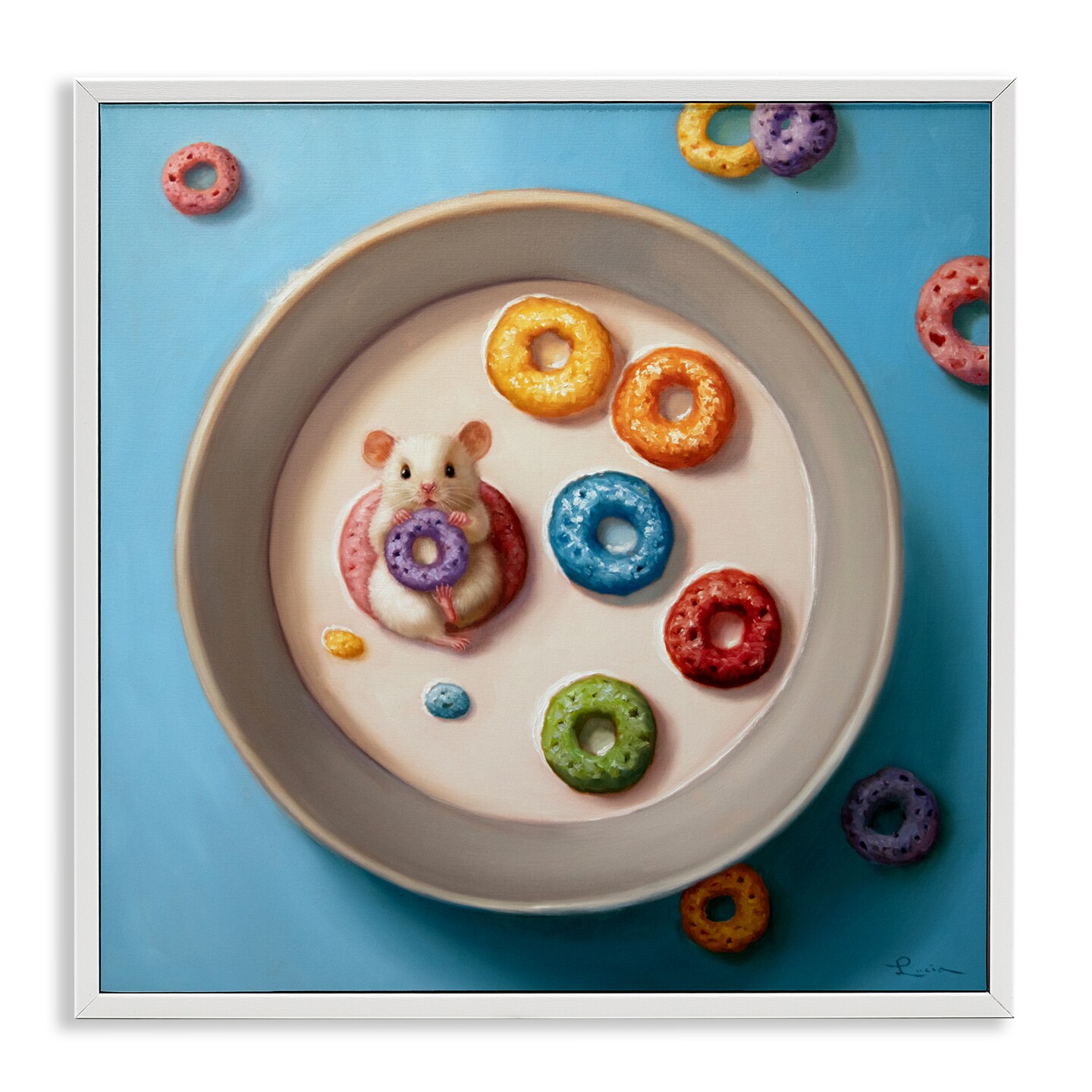 Stupell Industries Morning Dunk Cereal Mouse Framed Giclee, design by Lucia Heffernan