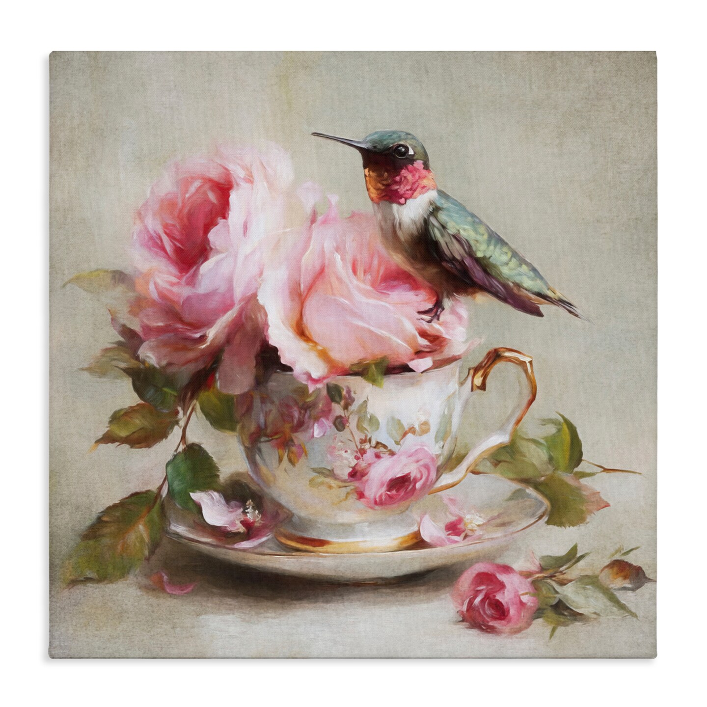 Stupell Industries Hummingbird & Tea Cup Canvas, design by Tina LeCour