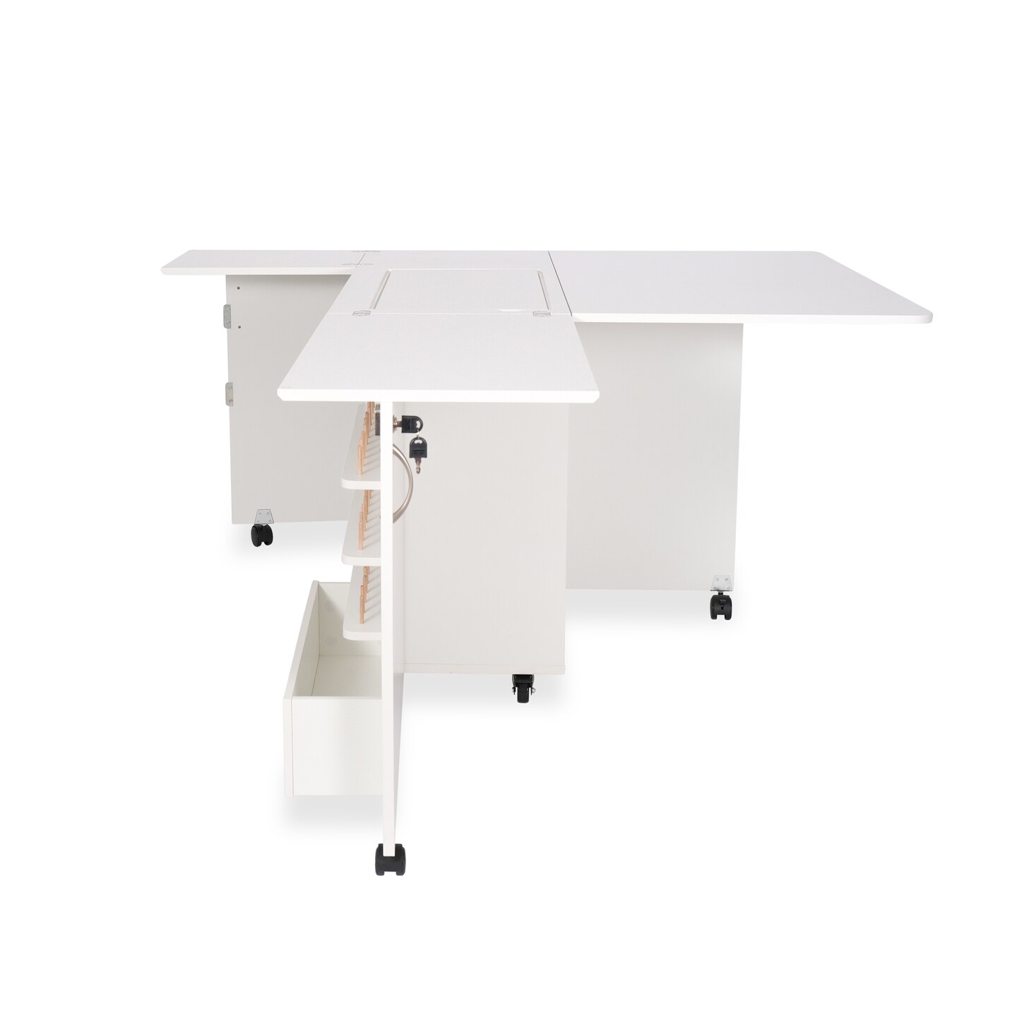 Kangaroo Wallaby Sewing Cabinet with Airlift – Sewing, Quilting & Craft Table with Storage & Rolling Casters