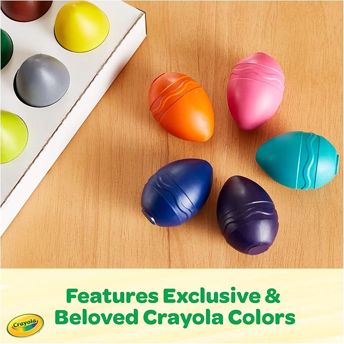 Large Egg Crayons (12ct), Essential Easter Basket Stuffers, Jumbo Washable Crayons for Toddlers, Spring Craft Supplies, Small Easter Egg Gift, Ages 1+