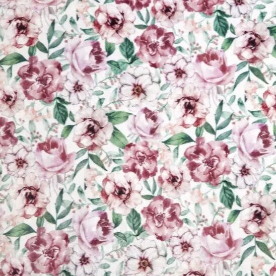 Multi Country Floral Digital Cuddle Rosewater Fabric per yard