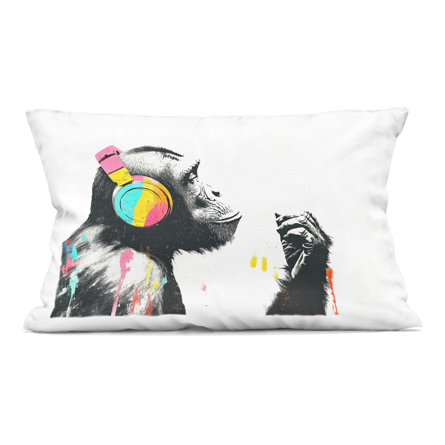Stupell Industries Ape On Air Headphones Decorative Printed Throw Pillow, design by Svetlana Aleynikova, 14 x 7 x 20