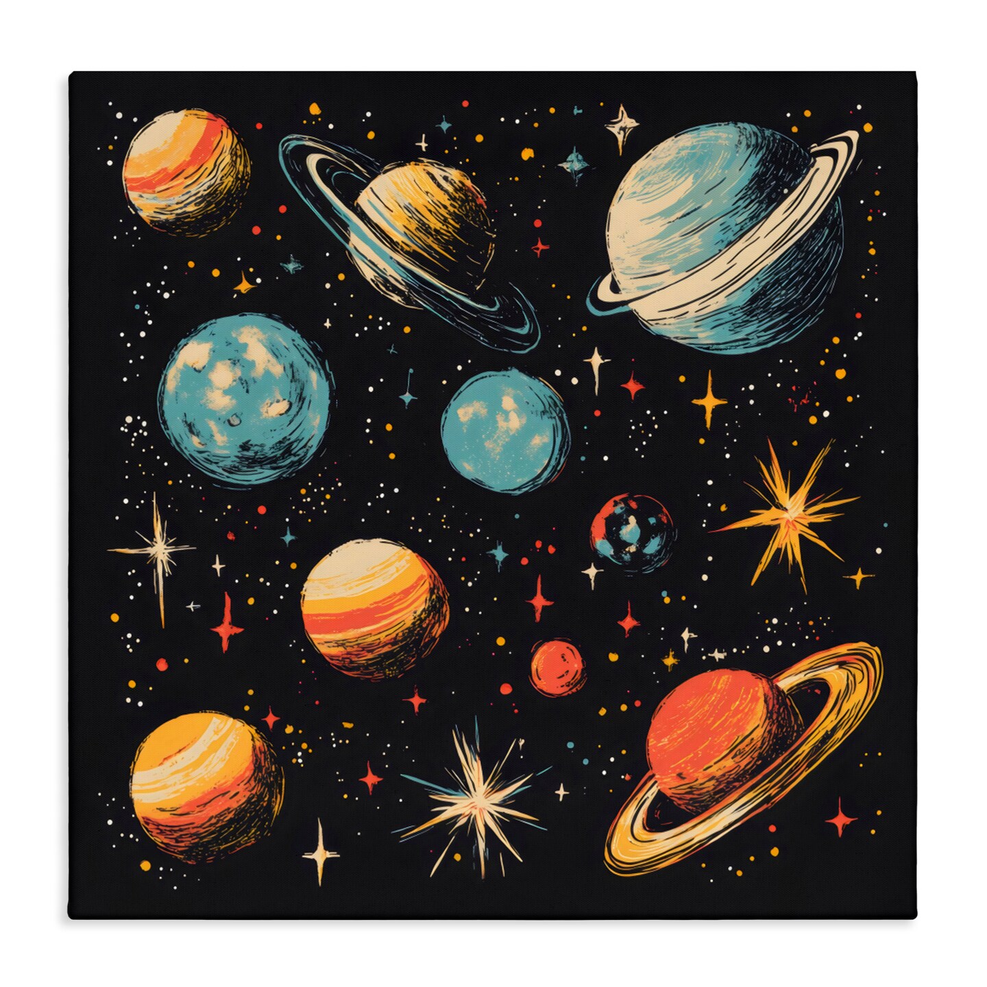 Stupell Industries Colorful Retro Planets Canvas, design by Creative Studio