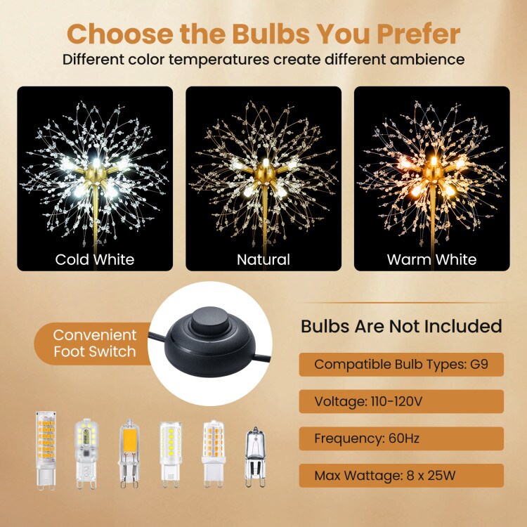 63-Inch Decorative Floor Lamp with Sparkling Acrylic Crystals