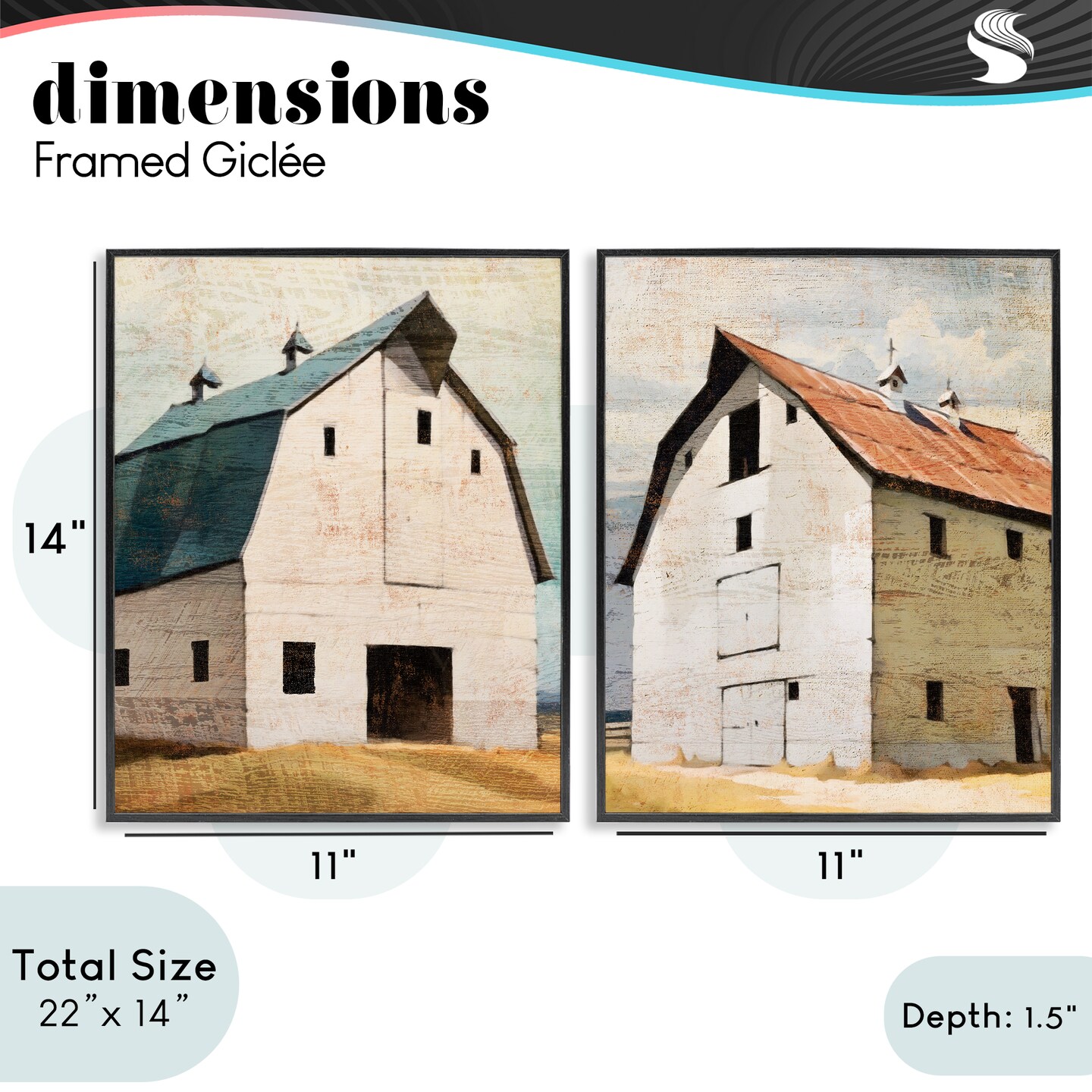 Stupell Industries Rustic Big Barns 2pc Framed Giclee Set, design by Susan Jill