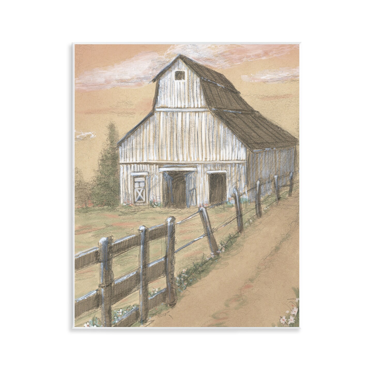 Stupell Industries Barn Fence Drawing Wall Plaque, design by Patti Bishop