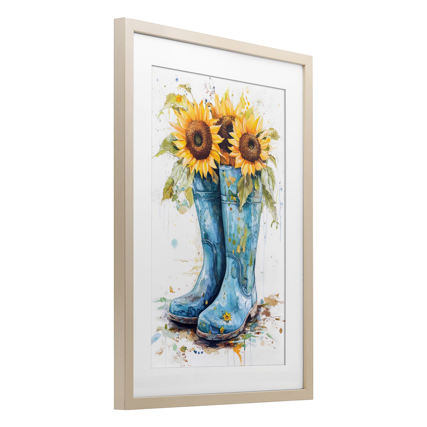 Stupell Industries Blue Rain Boots & Sunflowers Framed Print Under Glass, design by Tina LeCour